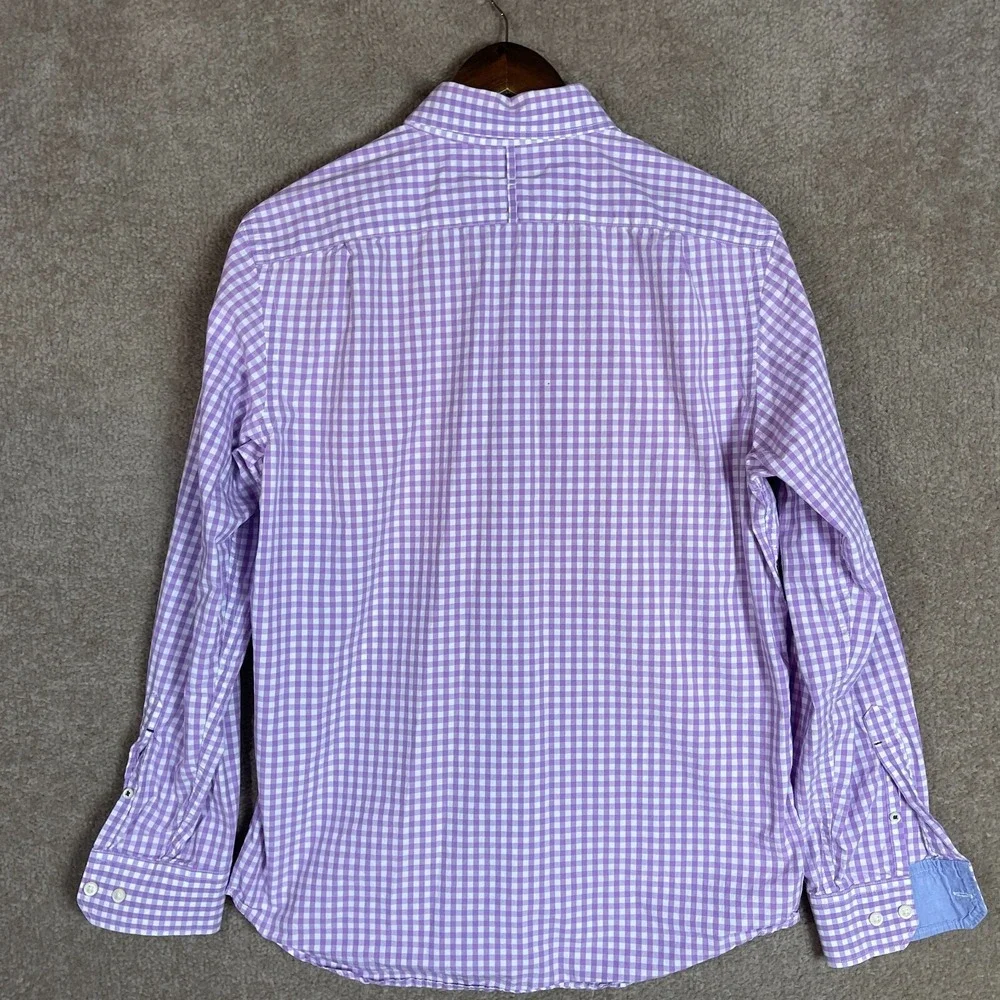Banana Republic Men's Button‎ Down Shirt Medium Purple White Gingham Check